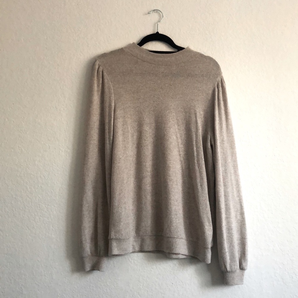 Puff Sleeve Beige Sweater by Soyaconcept in Medium